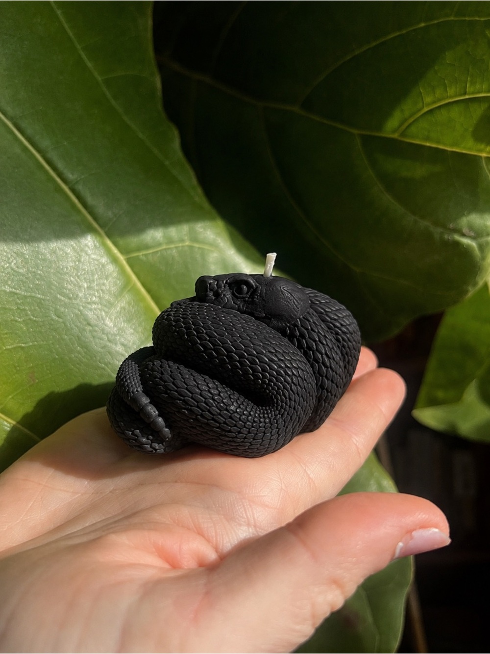 Beeswax Black Snake Candle | Gothic Serpent | Witchy Decor